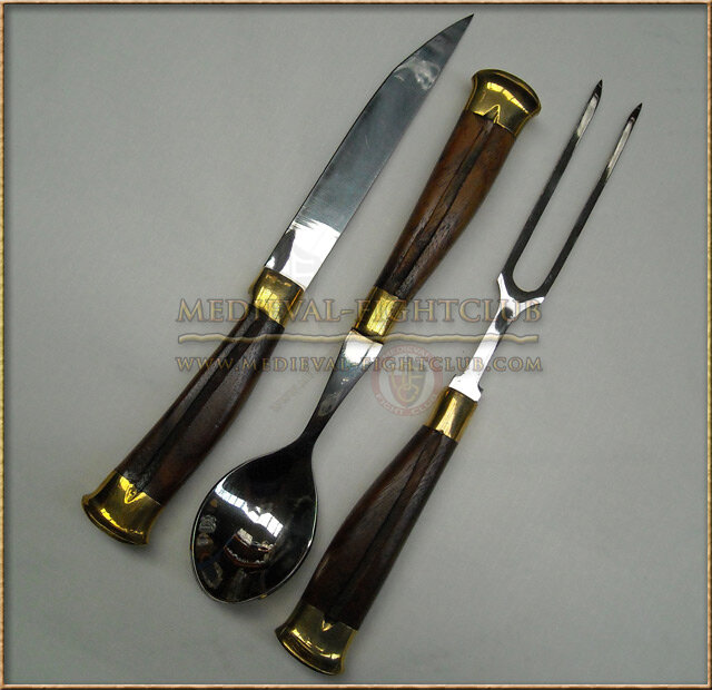 Cutlery Set - wood and brass handles