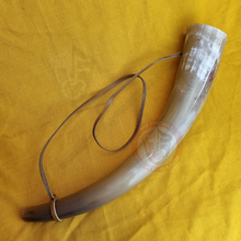 war horn on yellow background